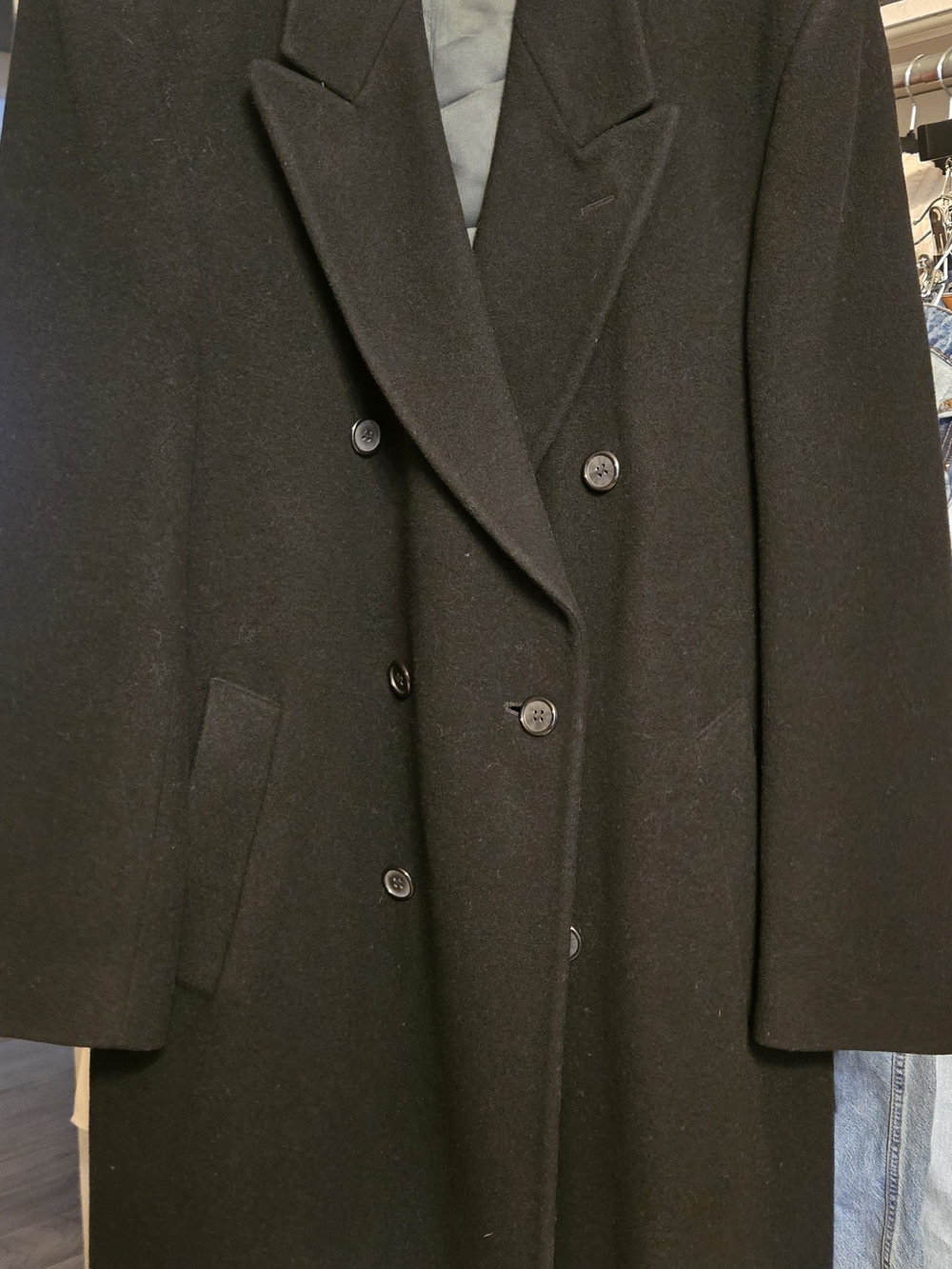 Pierre Cardin Black Double-Breasted Pea Coat